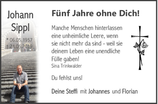 Traueranzeige von Johann Sippl von Neumarkter Tagblatt