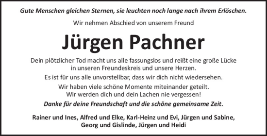 Traueranzeige von Jürgen Pachner von Neumarkter Tagblatt