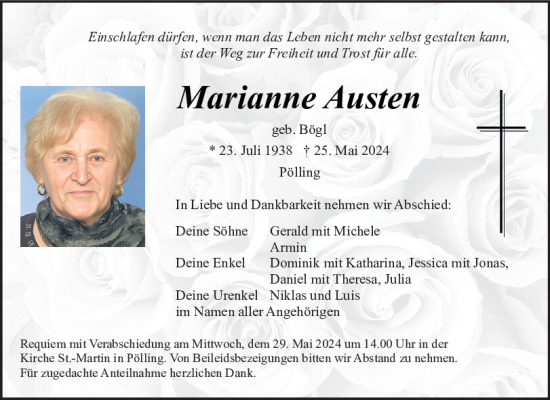 Traueranzeige von Marianne Austen von Neumarkter Tagblatt