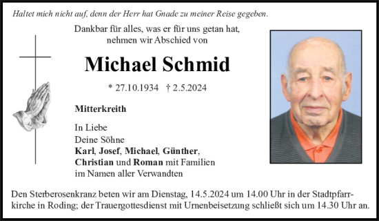 Traueranzeige von Michael Schmid von Bayerwald Echo
