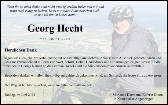 Traueranzeige von Georg Hecht von Bayerwald Echo