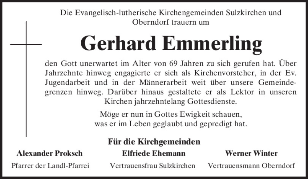  Traueranzeige für Gerhard Emmerling vom 19.06.2024 aus Neumarkter Tagblatt