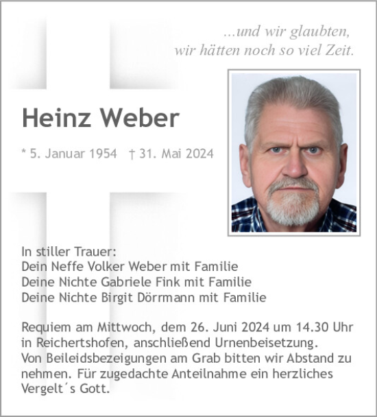 Traueranzeige von Heinz Weber von Neumarkter Tagblatt
