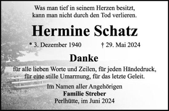 Traueranzeige von Hermine Schatz von Bayerwald Echo