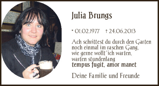 Traueranzeige von Julia Brungs von Mittelbayerische Zeitung Regensburg
