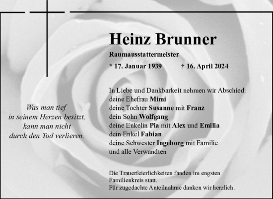 Traueranzeige von Karl-Heinz Brunner von Neumarkter Tagblatt
