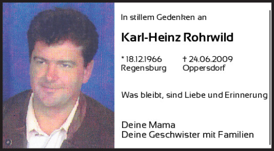 Traueranzeige von Karl-Heinz Rohrwild von Mittelbayerische Zeitung Regensburg