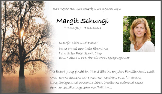 Traueranzeige von Margit Schungl von Mittelbayerische Zeitung Regensburg