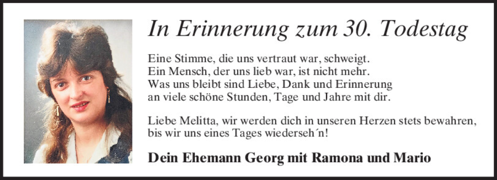  Traueranzeige für Melitta  vom 18.06.2024 aus Mittelbayerische Zeitung Kelheim