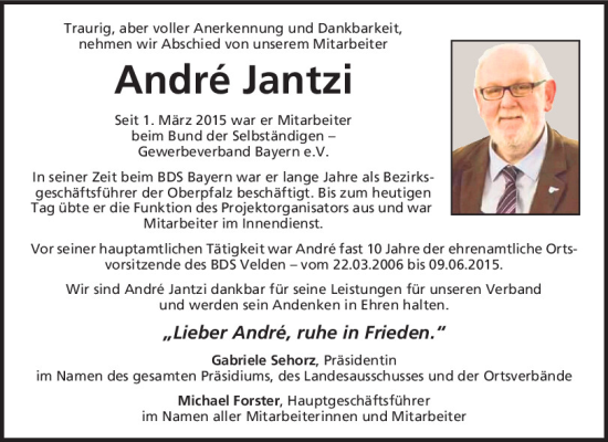 Traueranzeige von André Jantzi von Mittelbayerische Zeitung Regensburg