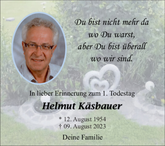 Traueranzeige von Helmut Käsbauer von Mittelbayerische Zeitung Schwandorf