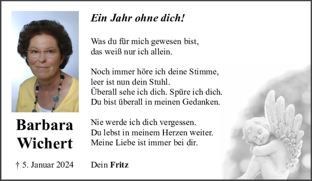  Traueranzeige für Barbara Wichert vom 04.01.2025 aus Neumarkter Tagblatt