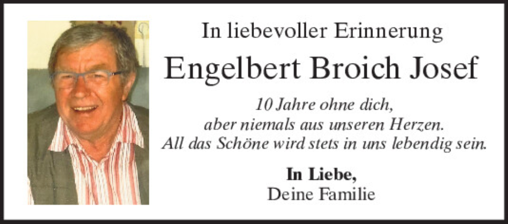  Traueranzeige für Engelbert Broich vom 11.10.2025 aus Mittelbayerische Zeitung Kelheim
