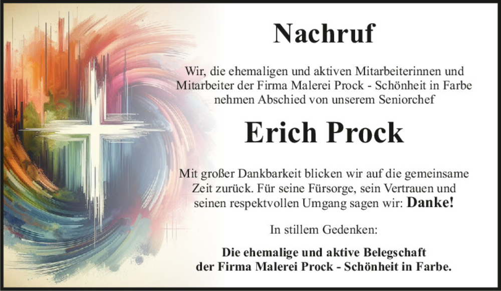 Traueranzeige für Erich Prock vom 11.10.2025 aus Neumarkter Tagblatt