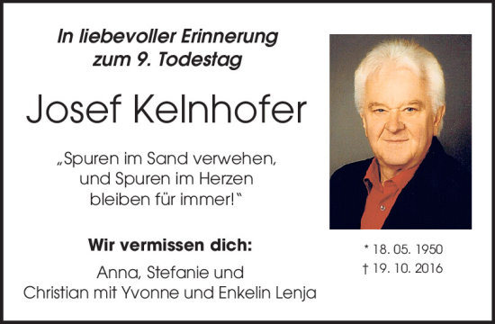 Traueranzeige von Josef Kelnhofer von Mittelbayerische Zeitung Regensburg