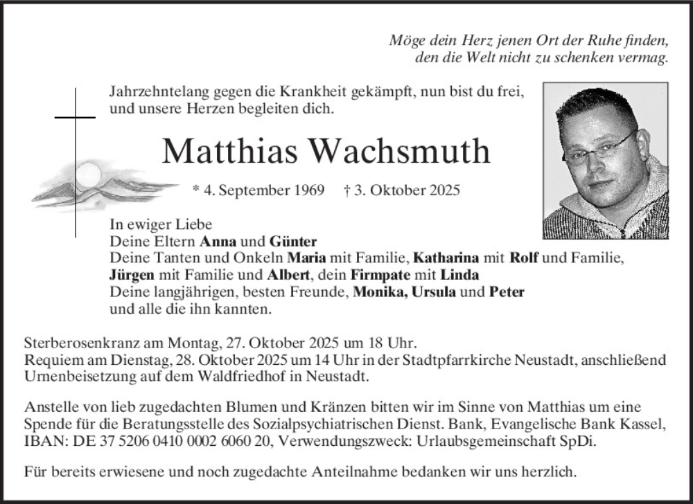  Traueranzeige für Matthias Wachsmuth vom 25.10.2025 aus Mittelbayerische Zeitung Kelheim