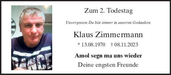 Traueranzeige von Klaus Zimmermann von Bayerwald Echo