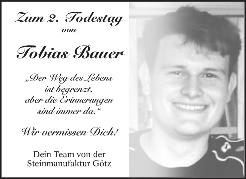  Traueranzeige für Tobias Bauer vom 20.11.2025 aus Neumarkter Tagblatt