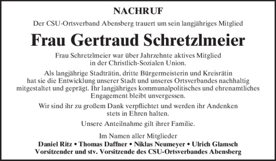 Traueranzeige von Gertraud Schretzlmeier von Mittelbayerische Zeitung Kelheim