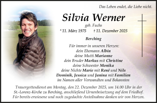Traueranzeige von Silvia Werner von Neumarkter Tagblatt