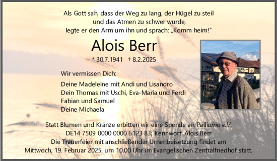 Traueranzeige von Alois Berr von Mittelbayerische Zeitung Regensburg