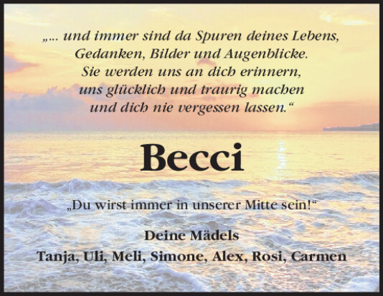 Traueranzeige von Rebecca Ferstl von Neumarkter Tagblatt