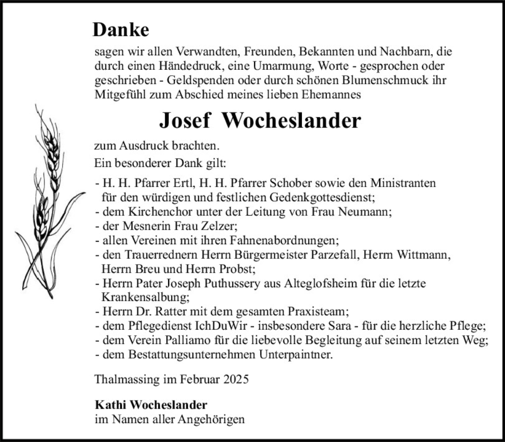  Traueranzeige für Josef Wocheslander vom 01.03.2025 aus Mittelbayerische Zeitung Regensburg