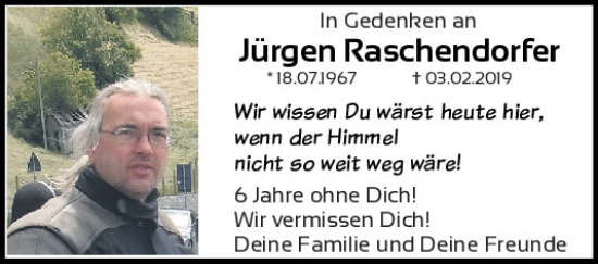 Traueranzeige von Jürgen Raschendorfer von Mittelbayerische Zeitung Regensburg