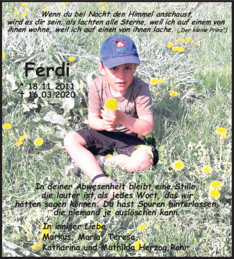  Traueranzeige für Ferdi Herzog vom 15.03.2025 aus Neumarkter Tagblatt