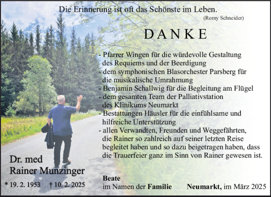 Traueranzeige von Rainer Munzinger von Neumarkter Tagblatt