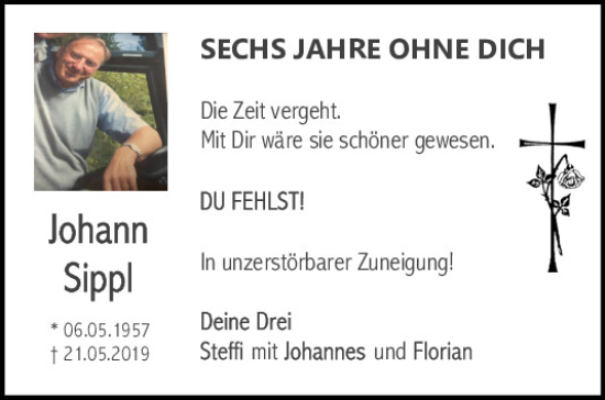 Traueranzeige von Johann Sippl von Neumarkter Tagblatt
