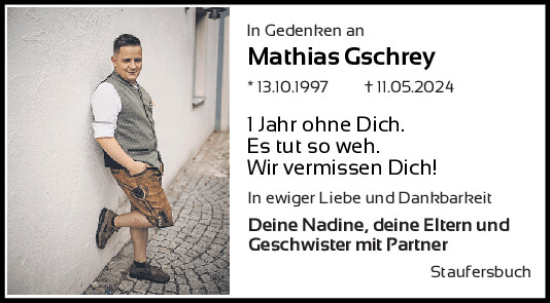 Traueranzeige von Mathias Gschrey von Neumarkter Tagblatt