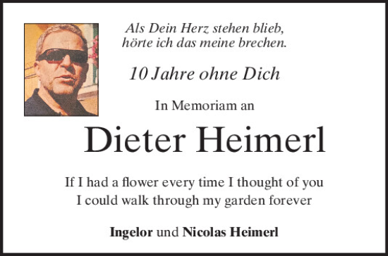 Traueranzeige von Dieter Heimerl von Mittelbayerische Zeitung Regensburg