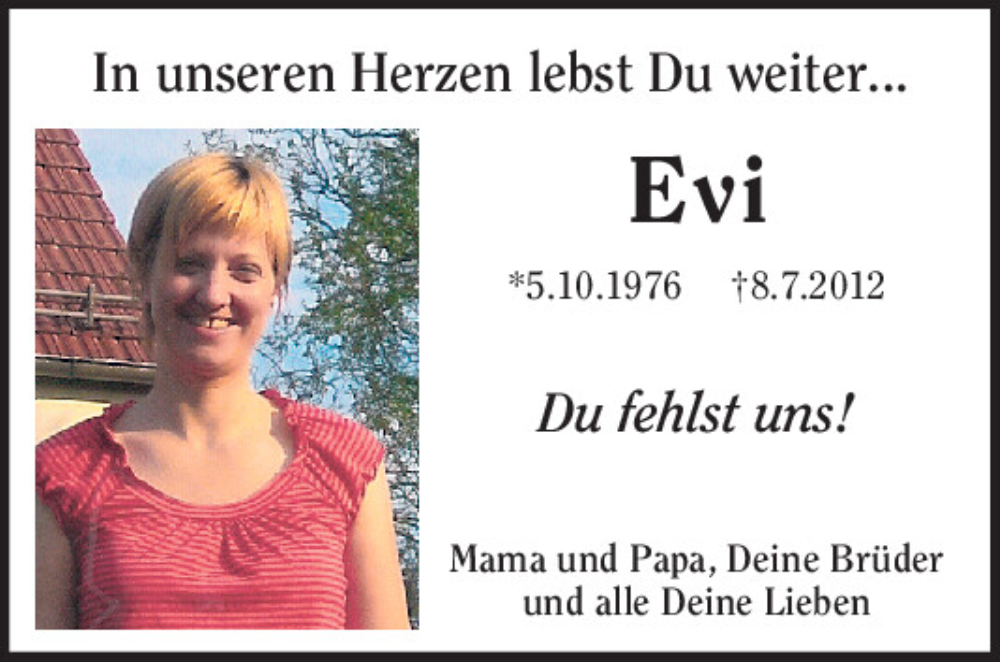  Traueranzeige für Evi Lautenschlager vom 08.07.2025 aus Mittelbayerische Zeitung Schwandorf