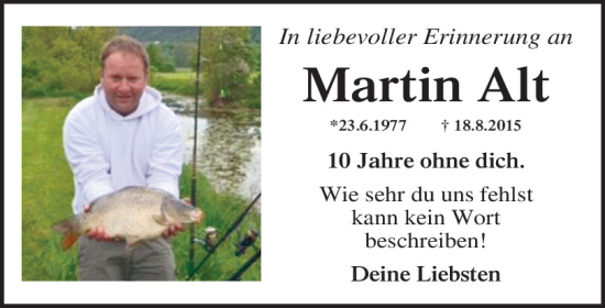 Traueranzeige von Martin Alt von Neumarkter Tagblatt