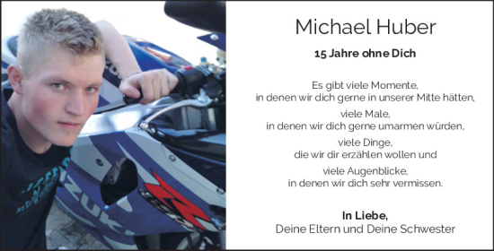 Traueranzeige von Michael  Huber von Neumarkter Tagblatt