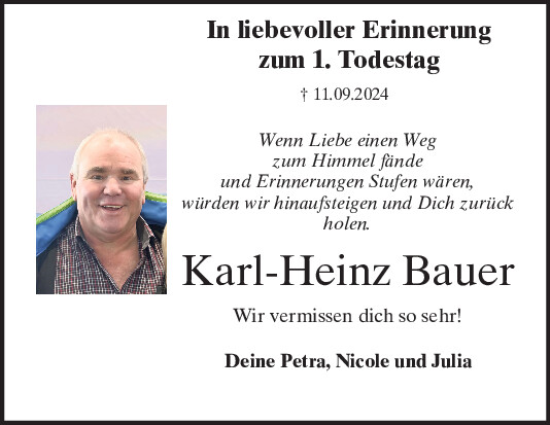 Traueranzeige von Karl-Heinz Bauer von Mittelbayerische Zeitung Regensburg