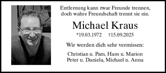 Traueranzeige von Michael Kraus von Mittelbayerische Zeitung Regensburg