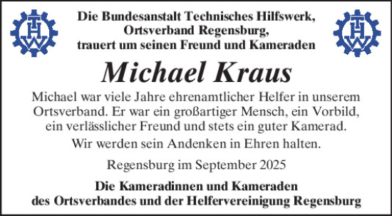 Traueranzeige von Michael Kraus von Mittelbayerische Zeitung Regensburg