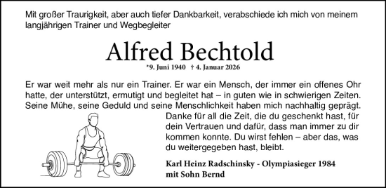 Traueranzeige von Alfred Bechtold von Neumarkter Tagblatt