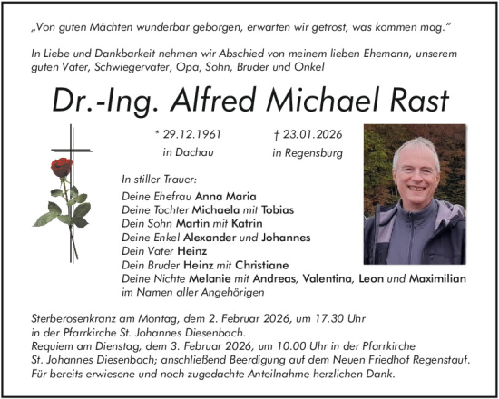 Traueranzeige von Alfred Michael Rast von Mittelbayerische Zeitung Regensburg