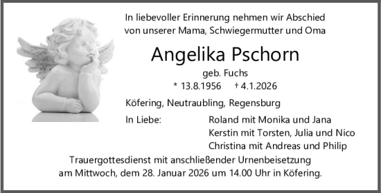 Traueranzeige von Angelika Pschorn von Mittelbayerische Zeitung Regensburg