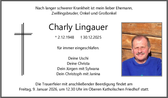 Traueranzeige von Charly Lingauer von Mittelbayerische Zeitung Regensburg