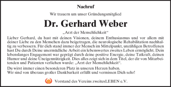 Traueranzeige von Gerhard Weber von Mittelbayerische Zeitung Regensburg