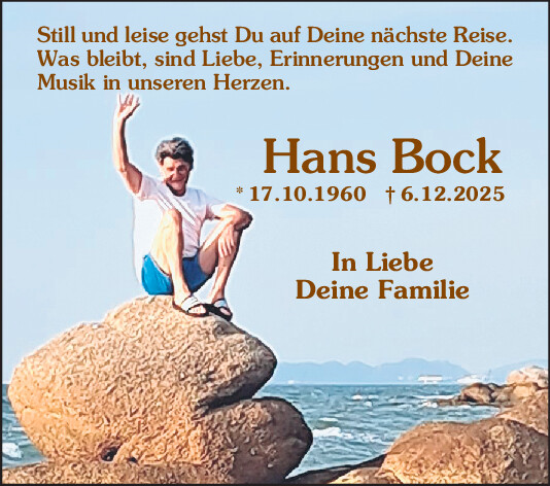 Traueranzeige von Hans Bock von Mittelbayerische Zeitung Regensburg