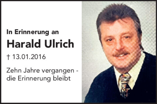 Traueranzeige von Harald Ulrich von Mittelbayerische Zeitung Regensburg