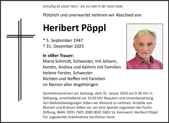 Traueranzeige von Heribert Pöppl von Neumarkter Tagblatt