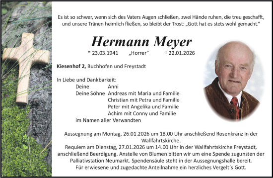 Traueranzeige von Hermann Meyer von Neumarkter Tagblatt