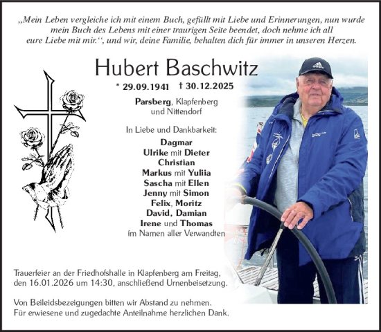 Traueranzeige von Hubert Baschwitz von Neumarkter Tagblatt