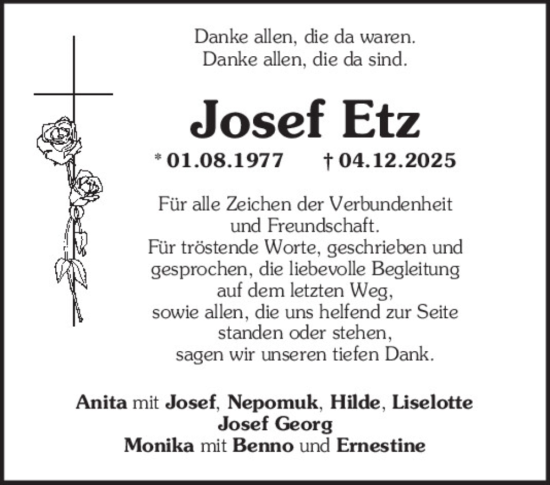 Traueranzeige von Josef Etz von Neumarkter Tagblatt